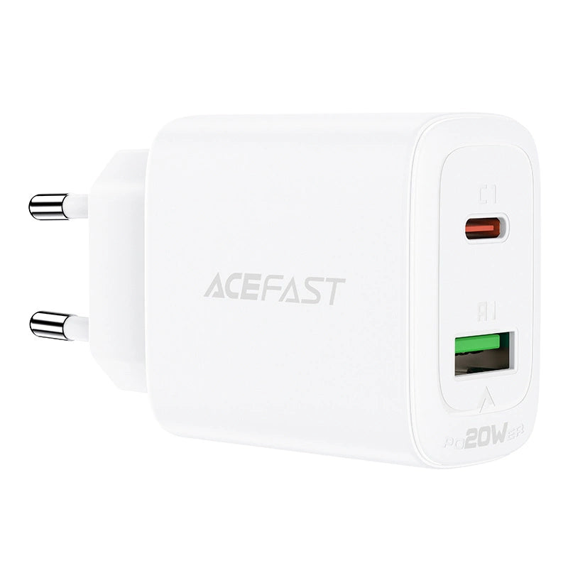 Acefast wall charger USB Type C / USB 20W, PPS, PD, QC 3.0, AFC, FCP white (A25 white)_0