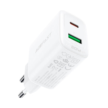 Acefast wall charger USB Type C / USB 20W, PPS, PD, QC 3.0, AFC, FCP white (A25 white)_4