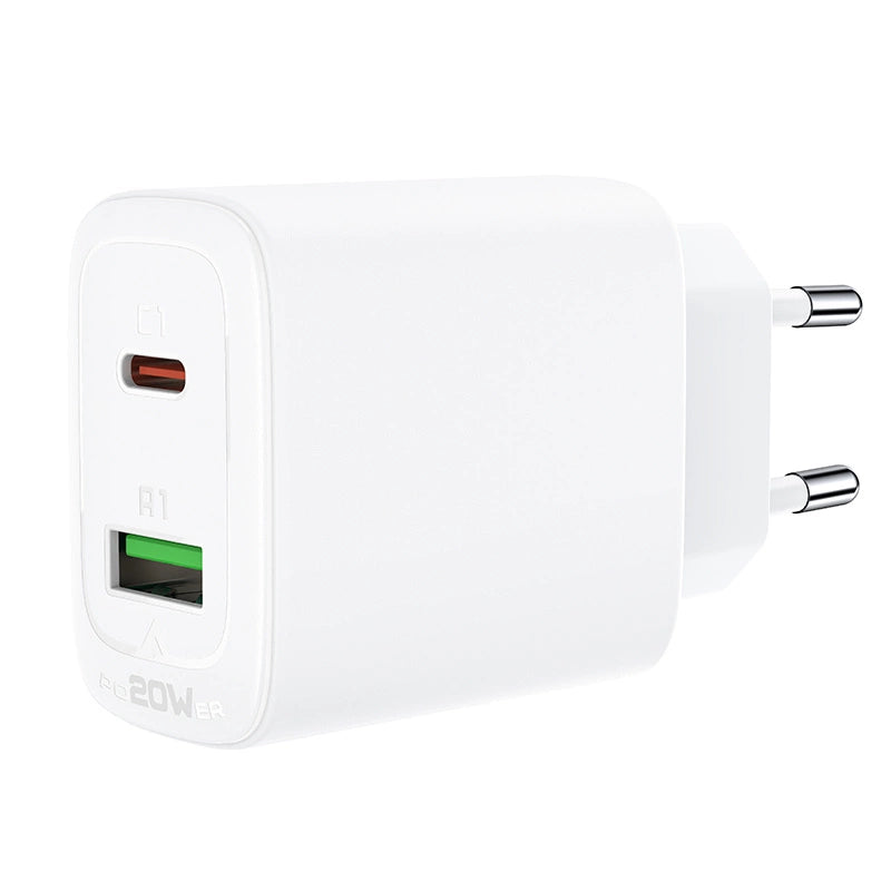 Acefast wall charger USB Type C / USB 20W, PPS, PD, QC 3.0, AFC, FCP white (A25 white)_6