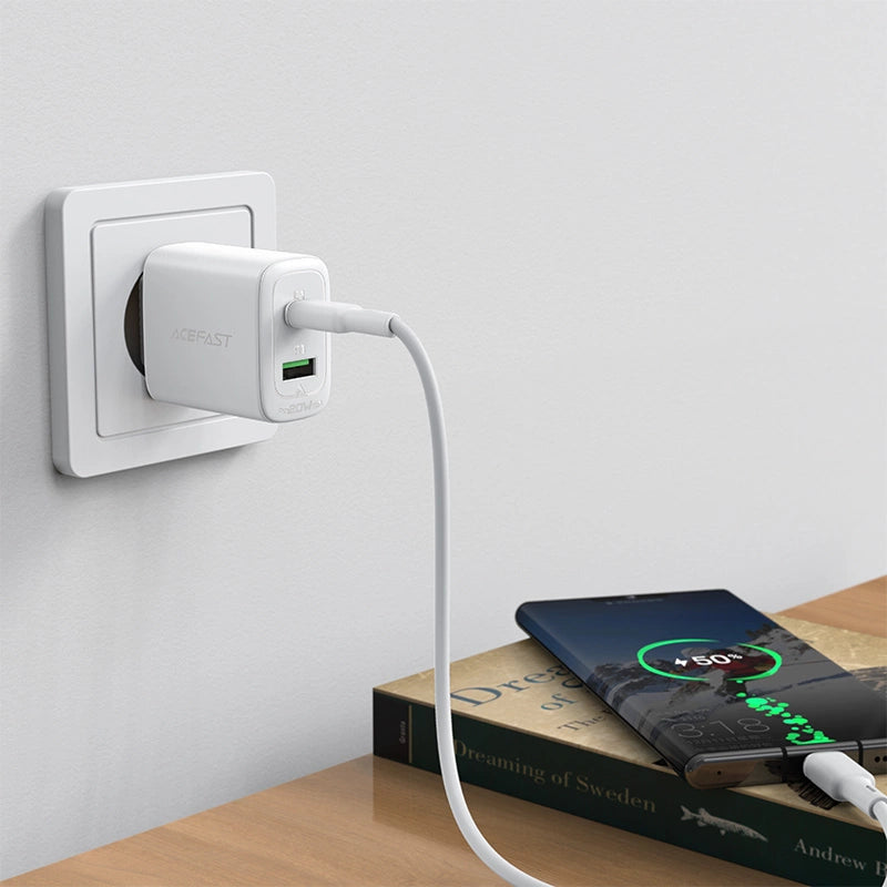 Acefast wall charger USB Type C / USB 20W, PPS, PD, QC 3.0, AFC, FCP white (A25 white)_8
