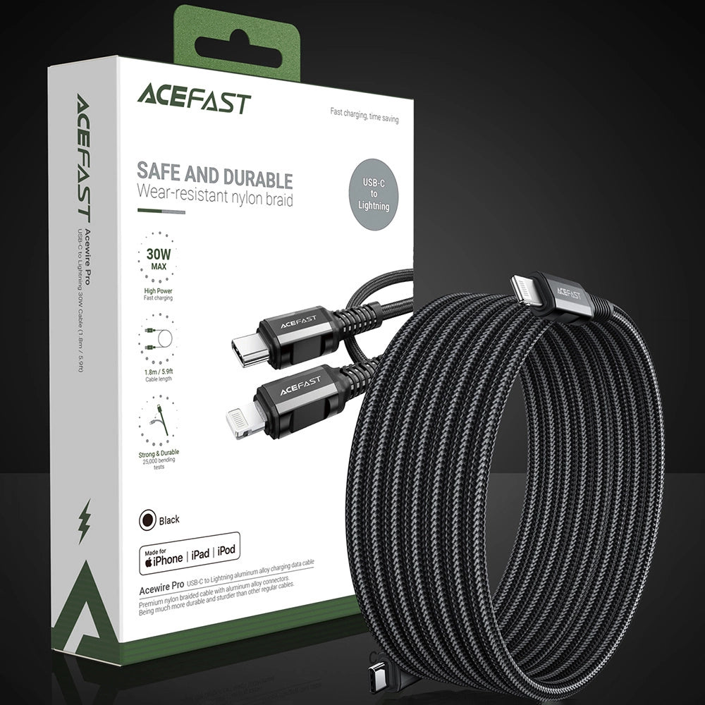 Acefast C4-01 Lightning - USB-C PD cable 30W 3A 480Mb/s 1.8m - black_12