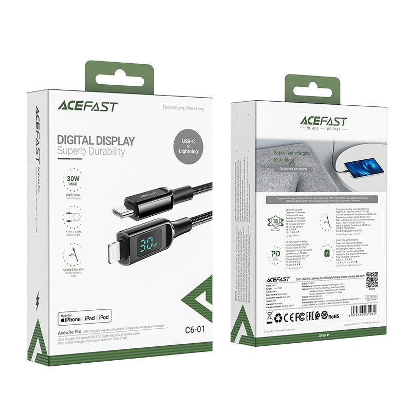 Acefast cable MFI USB Type C - Lightning 1.2m, 30W, 3A black (C6-01 Black)_4