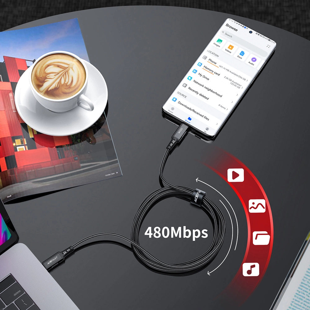 Acefast C4-03 Black USB-C - USB-C PD QC cable 100W 5A 480Mb/s 2m - black_7