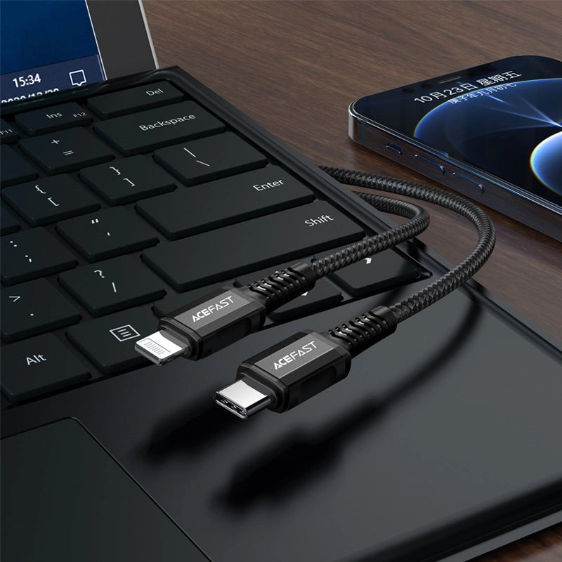 Acefast C1-01 Lightning - USB-C MFi PD cable 30W 3A 480Mb/s 1.2m - black_5