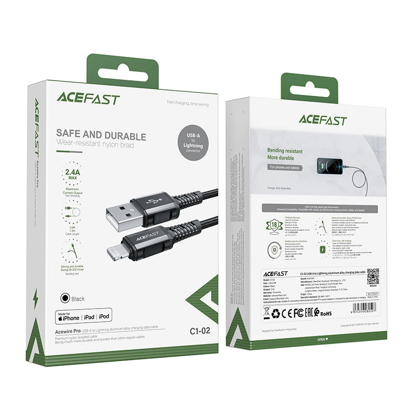 Acefast cable MFI USB - Lightning 1.2m, 2.4A black (C1-02 black)_4