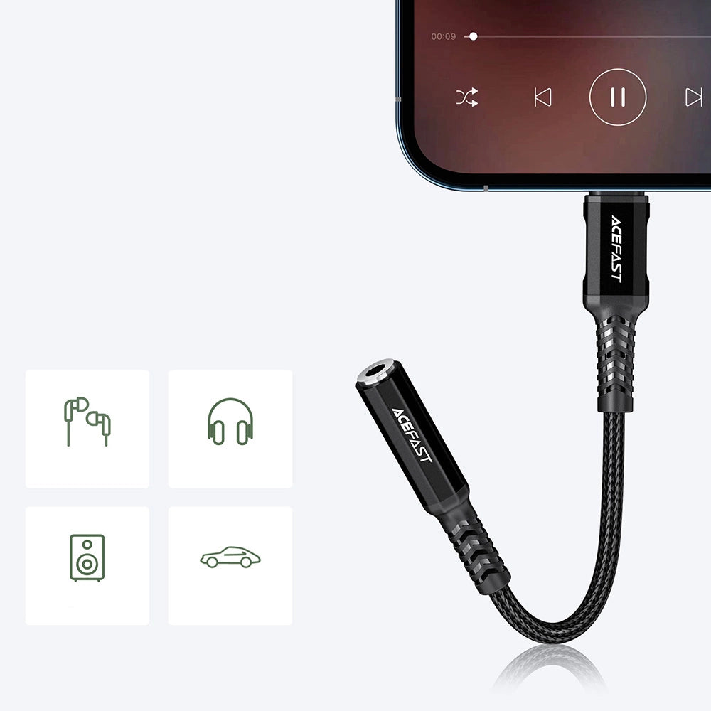 Acefast audio cable MFI Lightning - 3.5mm mini jack (female) 18cm, AUX black (C1-05 black)_8