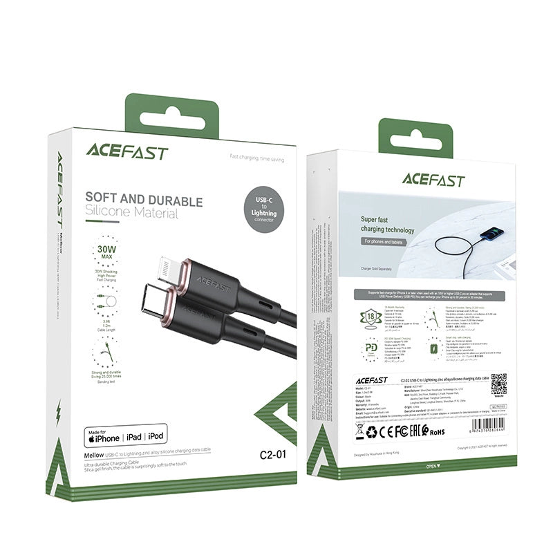 Acefast cable MFI USB Type C - Lightning 1.2m, 30W, 3A black (C2-01 black)_4