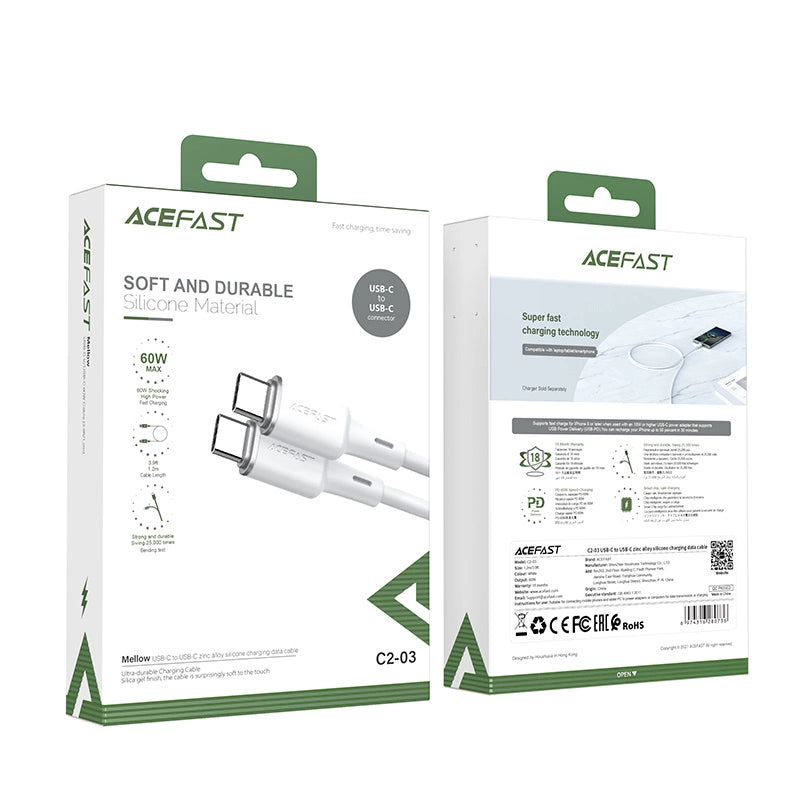 Acefast C2-03-CC USB-C - USB-C PD QC cable 60W 3A 480Mb/s 1.2m - white_4