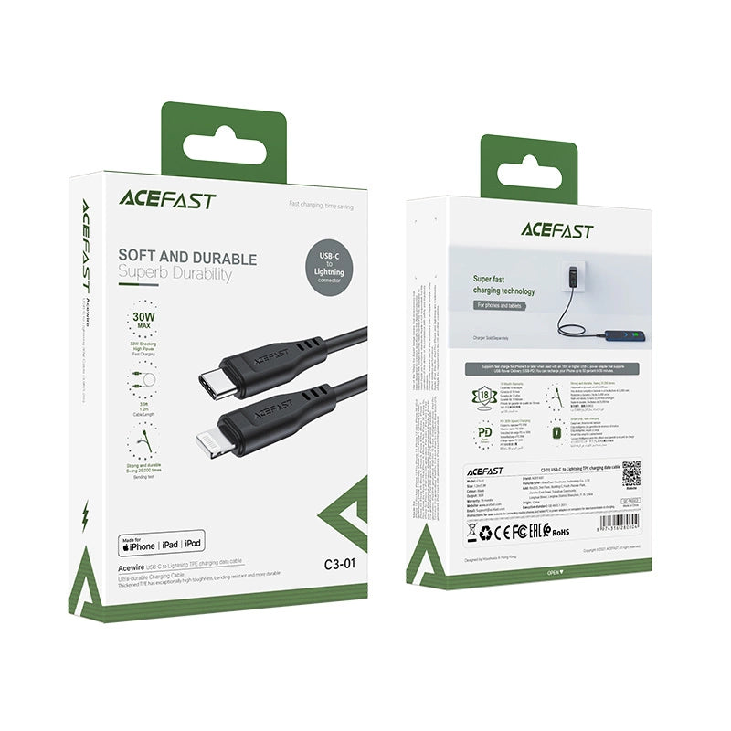 Acefast cable MFI USB Type C - Lightning 1.2m, 30W, 3A black (C3-01 black)_4