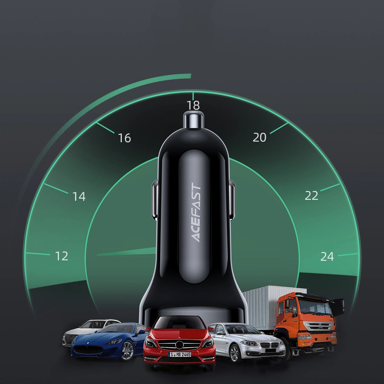 Acefast car charger 66W USB Type C / USB, PPS, Power Delivery, Quick Charge 4.0, AFC, FCP black (B4 black)_9