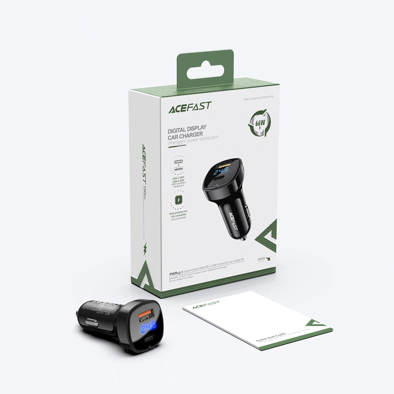 Acefast car charger 66W USB Type C / USB, PPS, Power Delivery, Quick Charge 4.0, AFC, FCP black (B4 black)_13
