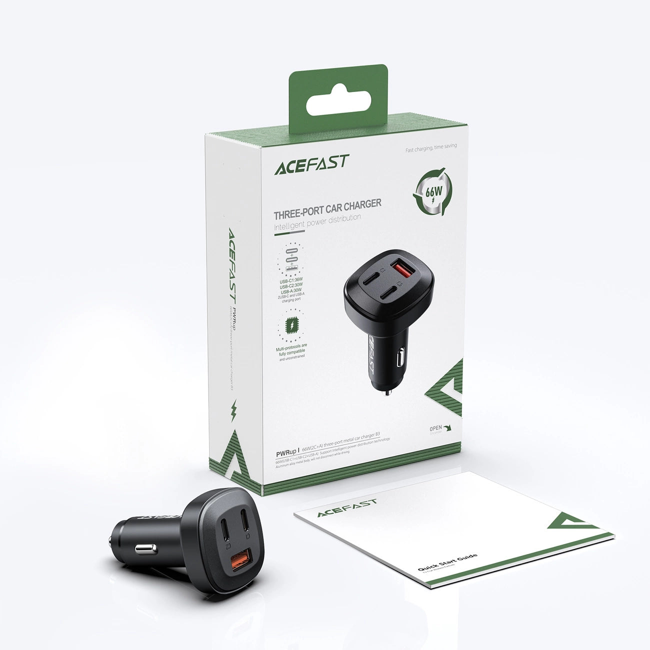 Acefast car charger 66W 2x USB Type C / USB, PPS, Power Delivery, Quick Charge 4.0, AFC, FCP, SCP black (B3 black)_12