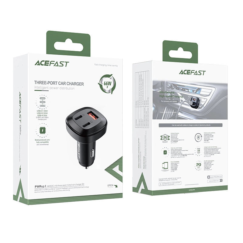 Acefast car charger 66W 2x USB Type C / USB, PPS, Power Delivery, Quick Charge 4.0, AFC, FCP, SCP black (B3 black)_4