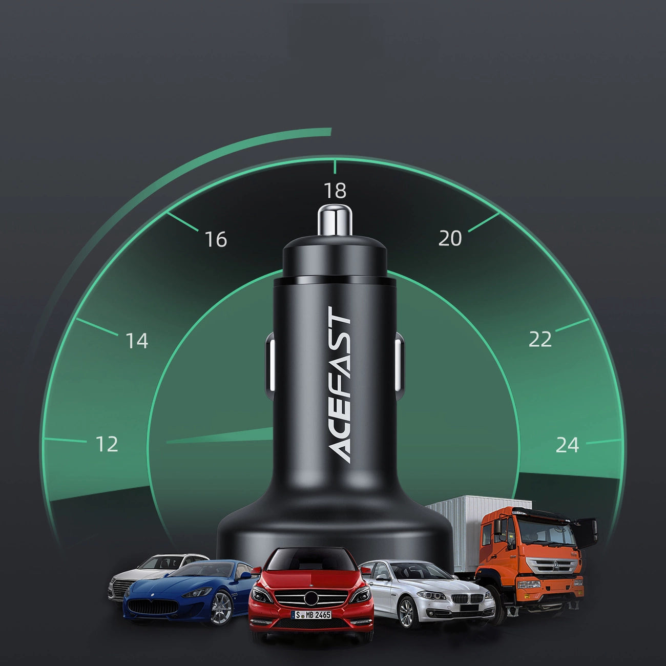 Acefast car charger 66W 2x USB Type C / USB, PPS, Power Delivery, Quick Charge 4.0, AFC, FCP, SCP black (B3 black)_7