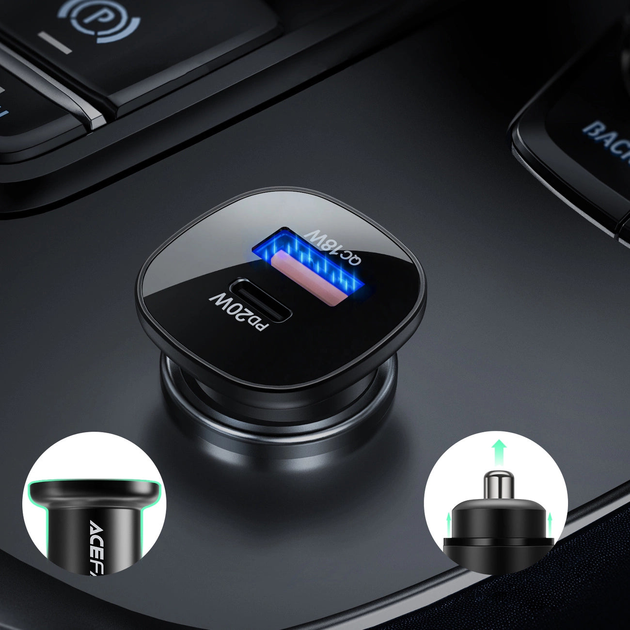 Acefast car charger 38W USB Type C / USB, PPS, Power Delivery, Quick Charge 3.0, AFC, FCP black (B1 black)_13