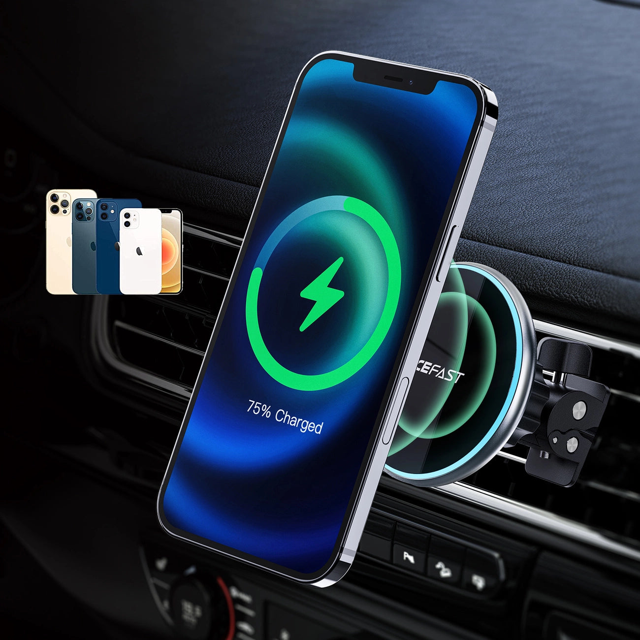 Acefast Qi 15W wireless car charger, magnetic phone holder for air vent, black (D3 black)_10
