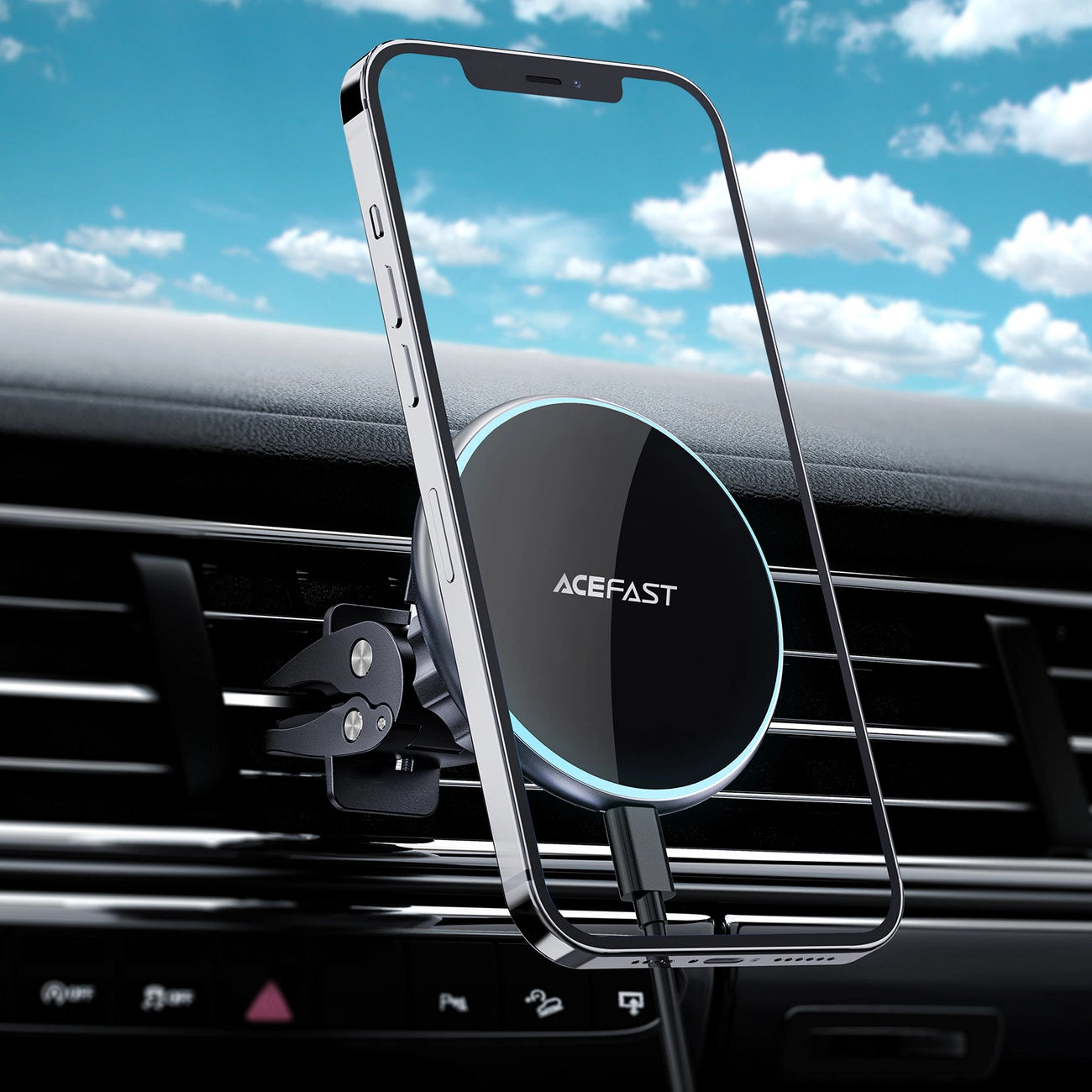 Acefast Qi 15W wireless car charger, magnetic phone holder for air vent, black (D3 black)_11