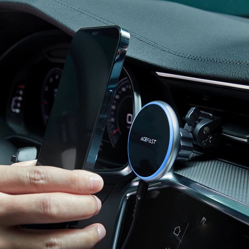 Acefast Qi 15W wireless car charger, magnetic phone holder for air vent, black (D3 black)_6