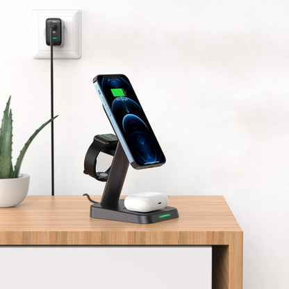 Acefast Qi Wireless Charger 15W for iPhone (with MagSafe), Apple Watch and Apple AirPods Stand Holder Magnetic Holder Black (E3 black)_10