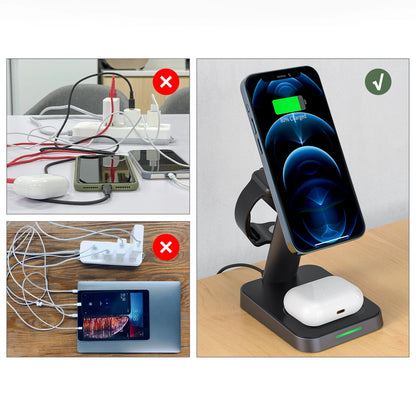Acefast Qi Wireless Charger 15W for iPhone (with MagSafe), Apple Watch and Apple AirPods Stand Holder Magnetic Holder Black (E3 black)_8