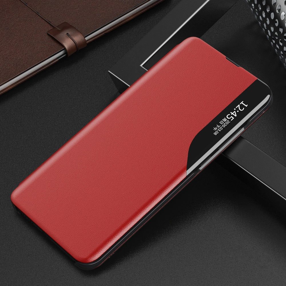 Eco Leather View Case Elegant Flip Cover with Stand Function Poco M4 Pro 5G Red_2