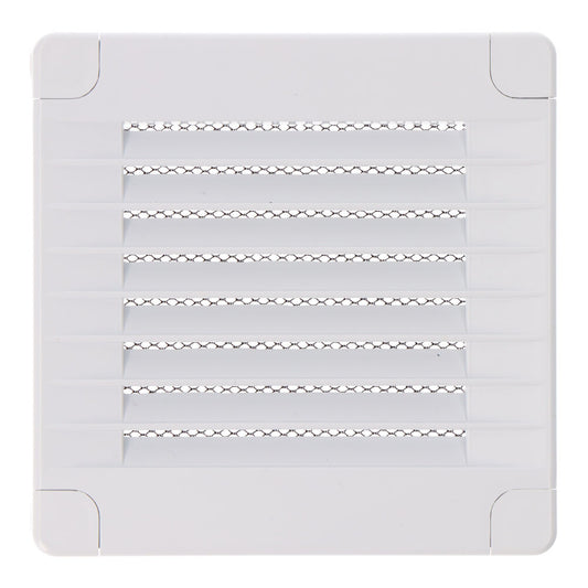 Grelha de ventilaÃ§Ã£o quadrada com plugues e mosquiteiro 100x100x7mm abs branco_0
