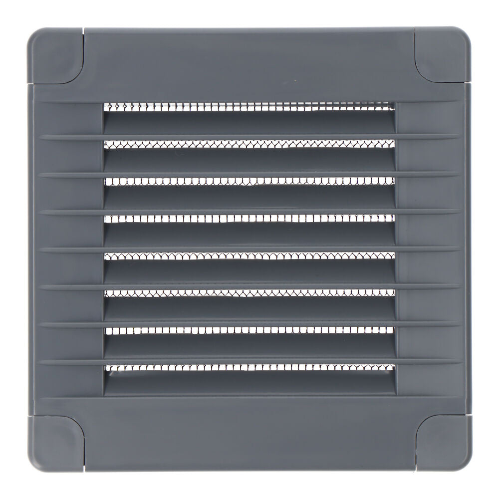 Grelha de ventilaÃ§Ã£o quadrada com plugues e mosquito 100x100x7mm abs cinza_0