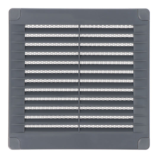Grelha de ventilaÃ§Ã£o quadrada com plugas e rede mosquiteira 150x150x7mm abs cinza_0