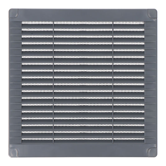 Grelha de ventilaÃ§Ã£o quadrada com plugues e mosquito 200x200x7mm abs cinza_0