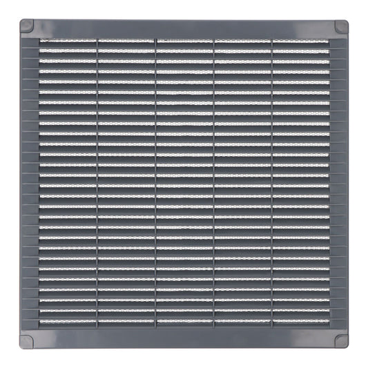 Grelha de ventilaÃ§Ã£o quadrada com plugues e mosquito 300x300x7mm abs cinza_0