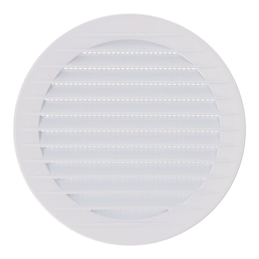Grelha de ventilaÃ§Ã£o rebatÃ­vel redonda com mosqueteiro Ã¸120mm abs branco_0