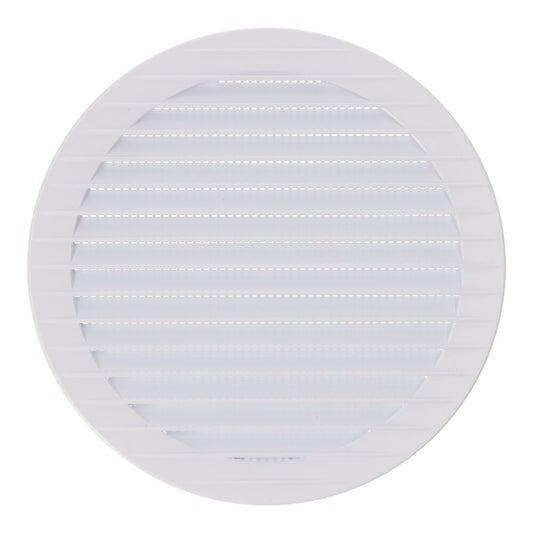 Grelha de ventilaÃ§Ã£o redonda de encastrar com mosquiteira Ã¸150mm abs branco_0