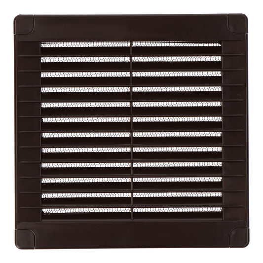 Grelha de ventilaÃ§Ã£o quadrada com tampÃµes e mosquiteira 150x150x7mm abs castanho_0