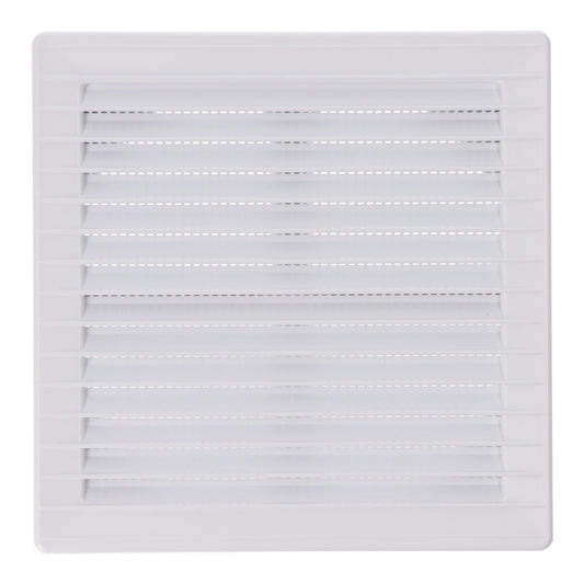 Grelha de ventilaÃ§Ã£o quadrada de encastrar ajustÃ¡vel Ã¸ 80-150 com mosquiteira 170x170x11,5mm abs branco_0