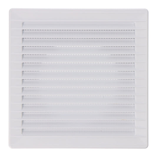 Grelha de ventilaÃ§Ã£o quadrada de encastrar Ã¸ 100mm com mosquiteira 170x170x10mm abs branco_0