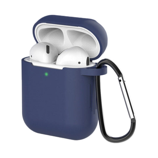 Case for AirPods 2 / AirPods 1 silicone soft case for headphones + keychain carabiner pendant blue (case D)_0