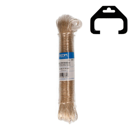 Rolo cabo aÃ§o plastificado 15m ouro edm_0