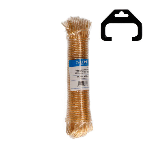 Rolo cabo aÃ§o plastificado 25m ouro edm_0