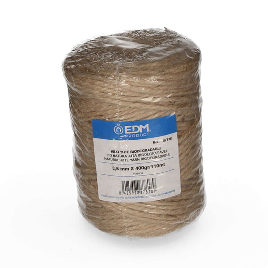 Corda natural juta biodegradÃ¡vel 3 com bobina 400g/110m edm_0