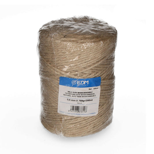 Corda natural juta biodegradÃ¡vel 3 com bobina 750g/200m edm_0