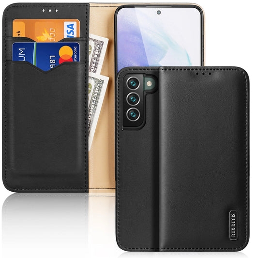 Dux Ducis Hivo Leather Flip Cover Genuine Leather Wallet For Cards And Documents Samsung Galaxy S22 + (S22 Plus) Black_0