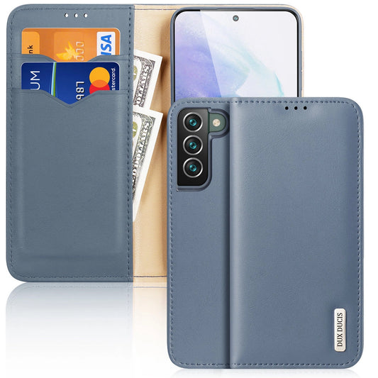 Dux Ducis Hivo Leather Flip Cover Genuine Leather Wallet For Cards And Documents Samsung Galaxy S22 + (S22 Plus) Blue_0