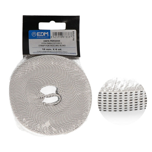 Fita para estores mini branca / preta 18 mm x 6 m_0