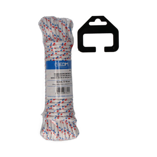 Rolo tranÃ§ado nylon 10m branco pintas edm_0