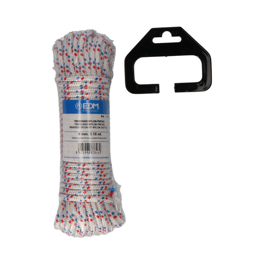 Rolo tranÃ§ado nylon 15m branco pintas edm_0