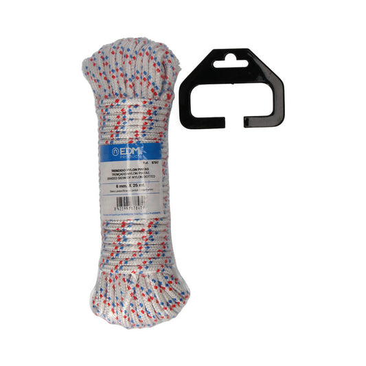 Rolo tranÃ§ado nylon 25m branco pintas edm_0