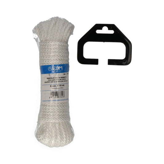 Rolo tranÃ§ado nylon 15m branco grenÃ¡ edm_0