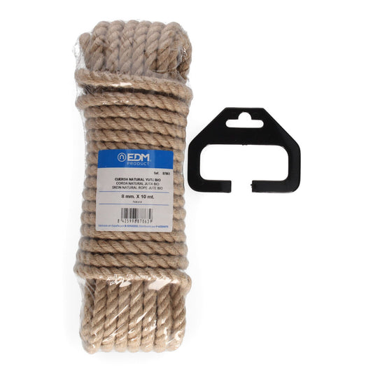 Rolo 10m corda natural juta bio. 3 cabos. calibre 8mm edm_0