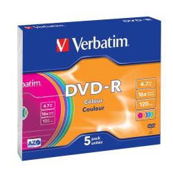 1x5 Verbatim DVD-R 4,7GB Colour 16x Speed, Slim Case_0
