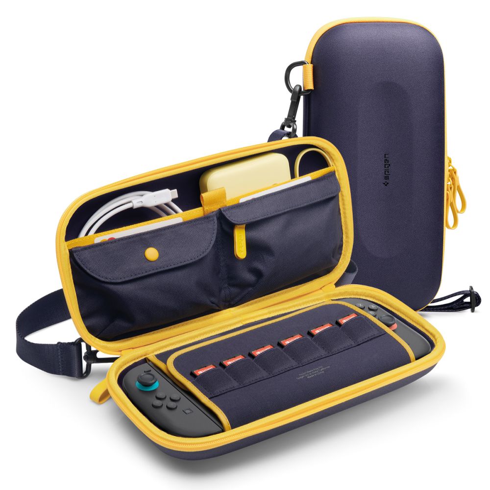 Bolsa Spigen Nano Pop Pro Pouch para Nintendo Switch 2 Azul Marinho e Amarelo